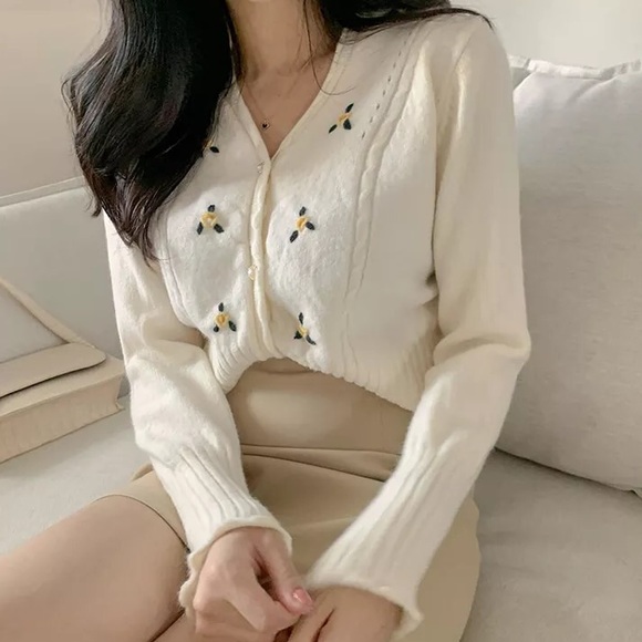 Embroidered Knit Cardigan - Picture 4 of 15